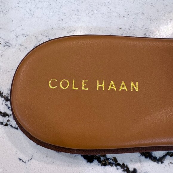 Cole Haan Flynn Logo Slide Sandal Pecan Leather Size 10.5 - Picture 5 of 6
